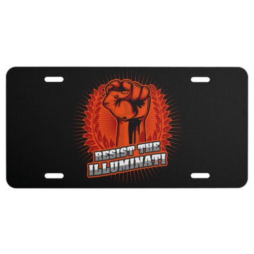 Resist The Illuminati Orange Raised Fist License Plate