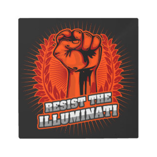 Resist The Illuminati Orange Raised Fist Metal Print