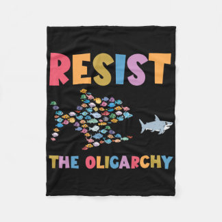 Resist The Oligarchy Funny Fish Anti Trump Fleece Blanket