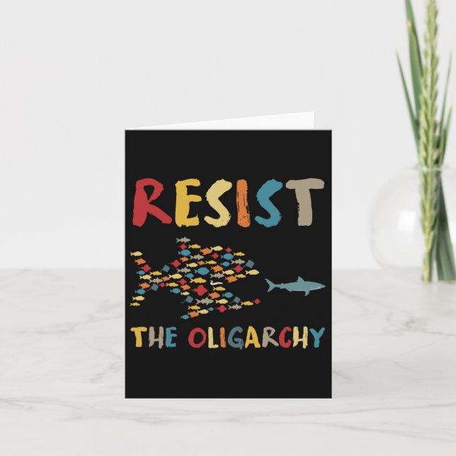 Resist The Oligarchy Funny Fish Anti-trump Social  Card (Front)
