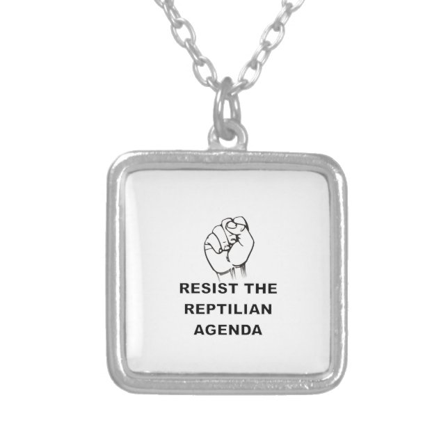 Resist The Reptilian Agenda Silver Plated Necklace (Front)
