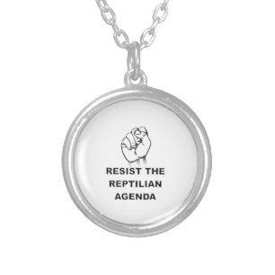 Resist The Reptilian Agenda Silver Plated Necklace