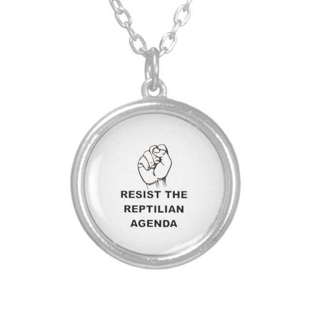 Resist The Reptilian Agenda Silver Plated Necklace (Front)