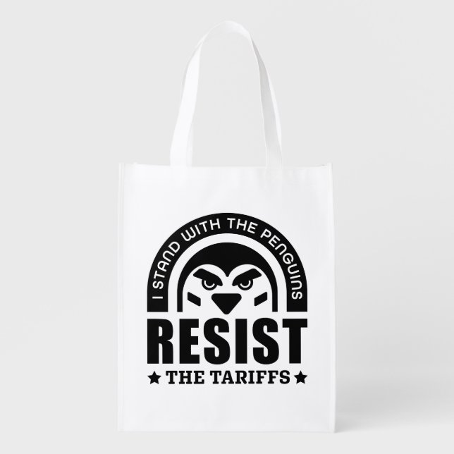 Resist The Tariffs Penguin Grocery Bag (Front)