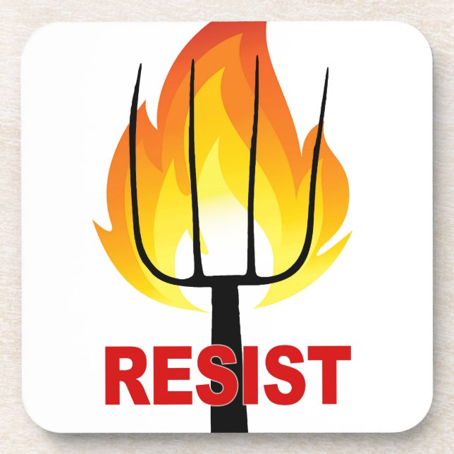 Resist Torch and Pitchfork Coaster (Front)