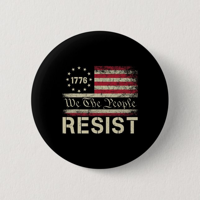 Resist Trump Protest Anti Political Us Flag We The Button (Front)