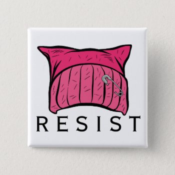 Resist - We Are The Resistance - Pink Hat Button by RMJJournals at Zazzle