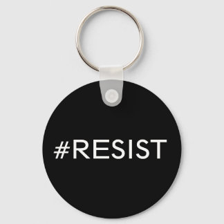 #Resist, white text on black keychain