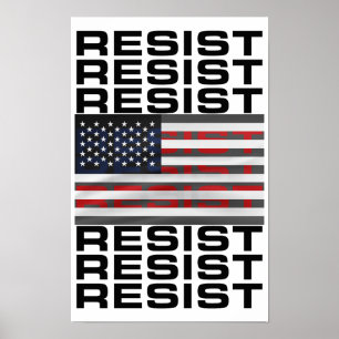 Resist with American Flag Poster