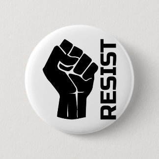 Resist with fist - in black 0002 button