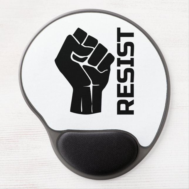 Resist with fist - in black 0002 gel mouse pad (Front)