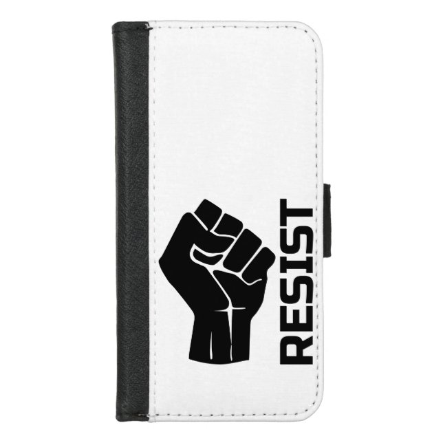 Resist with fist - in black 0002 iPhone wallet case (Front)