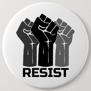 Resist with fist - in black 0003 button