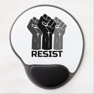 Resist with fist - in black 0003 gel mouse pad