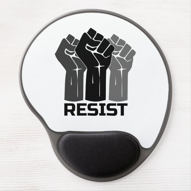 Resist with fist - in black 0003 gel mouse pad (Front)