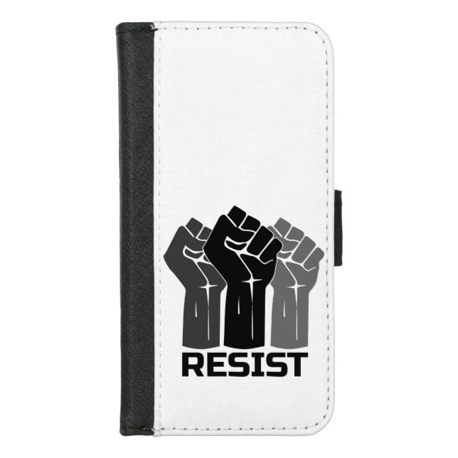 Resist with fist - in black 0003 iPhone wallet case (Front)