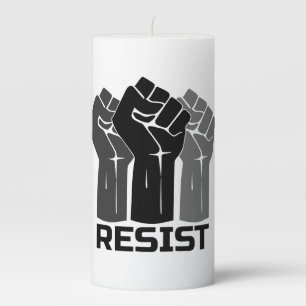 Resist with fist - in black 0003 pillar candle
