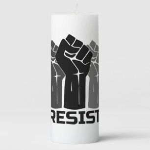 Resist with fist - in black 0003 pillar candle