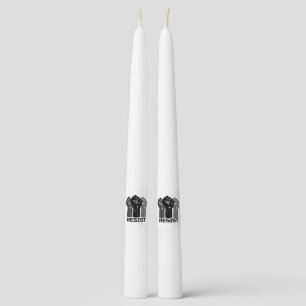 Resist with fist - in black 0003 taper candle