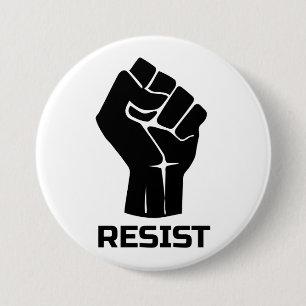 Resist with fist - in black button