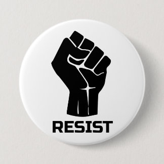 Resist with fist - in black button