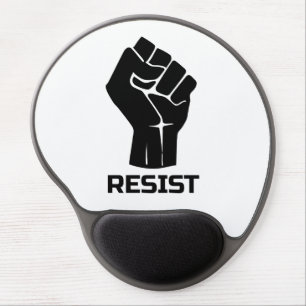 Resist with fist - in black gel mouse pad