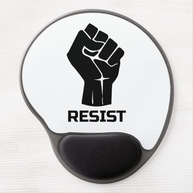 Resist with fist - in black gel mouse pad (Front)