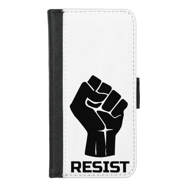 Resist with fist - in black iPhone wallet case (Front)