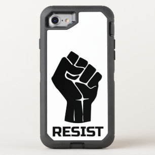 Resist with fist - in black OtterBox defender iPhone SE/8/7 case