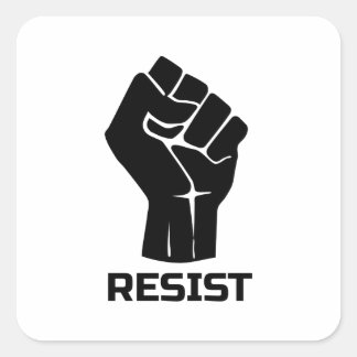 Resist with fist - in black square sticker