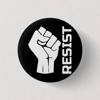 Resist with fist - in white 0002 button