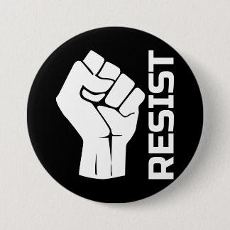 Resist with fist - in white 0002 button