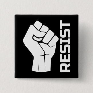 Resist with fist - in white 0002 button