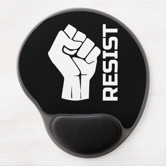Resist with fist - in white 0002 gel mouse pad (Front)