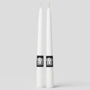 Resist with fist - in white 0002 taper candle