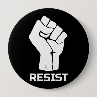 Resist with fist - in white button