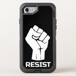 Resist with fist - in white OtterBox defender iPhone SE/8/7 case