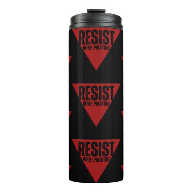 Resist word with inverted red triangle resistance  thermal tumbler (Front)