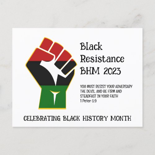 Resistance BLACK HISTORY MONTH  Postcard