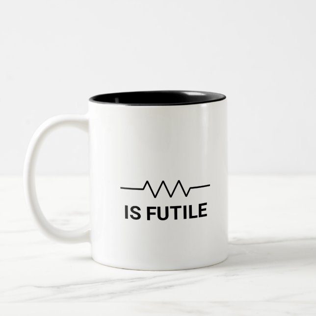 Resistance is FUTILE Two-Tone Coffee Mug (Left)