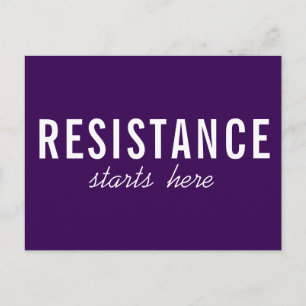Resistance Starts Here, bold white text on purple Postcard