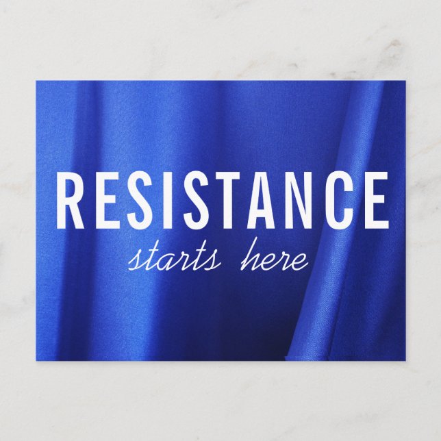 Resistance Starts Here on Blue Silk Abstract Photo Postcard (Front)