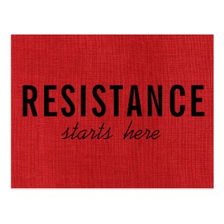 Resistance Starts Here on Red Linen Texture Photo Postcard