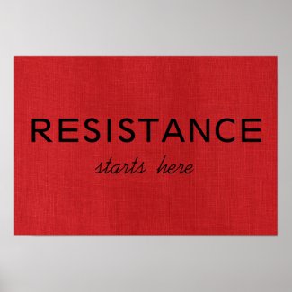 Resistance Starts Here on Red Linen Texture Photo Poster