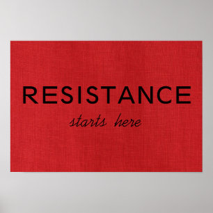 Resistance Starts Here on Red Linen Texture Photo Poster