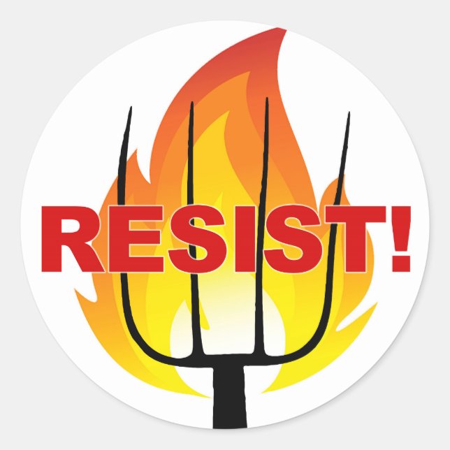 Resistance Torch and Pitchfork Classic Round Sticker (Front)