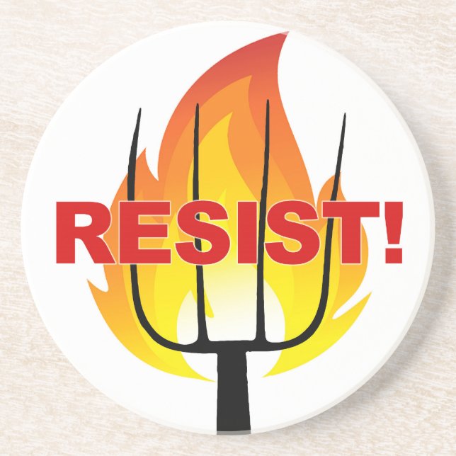 Resistance Torch and Pitchfork Drink Coaster (Front)