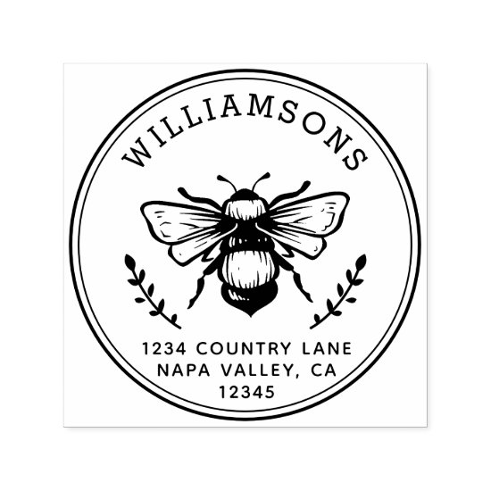 (RESIZED) Rustic Bumblebee Return Address Self-inking Stamp
