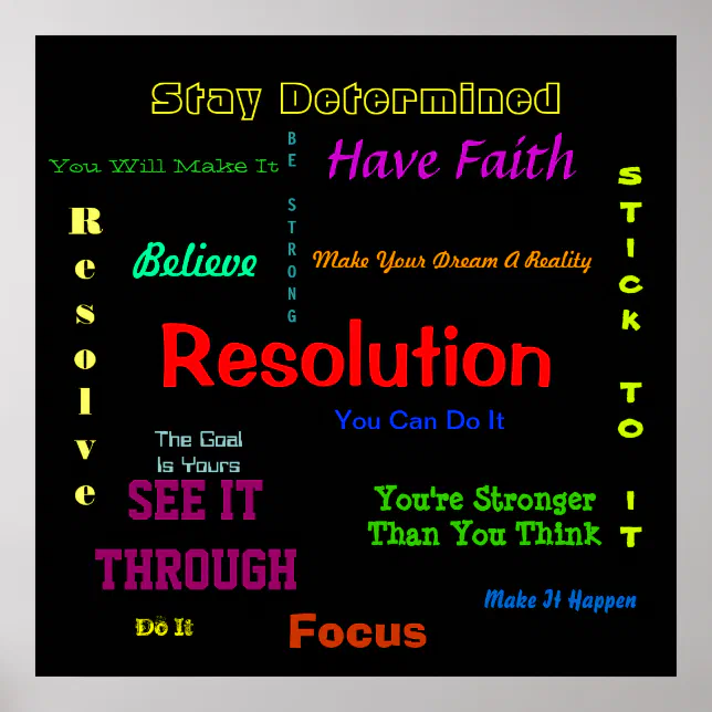 Resolution Poster You Can Do It Encouragement | Zazzle