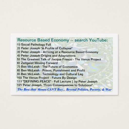 Resource Based Economy & Permaculture links (Front)